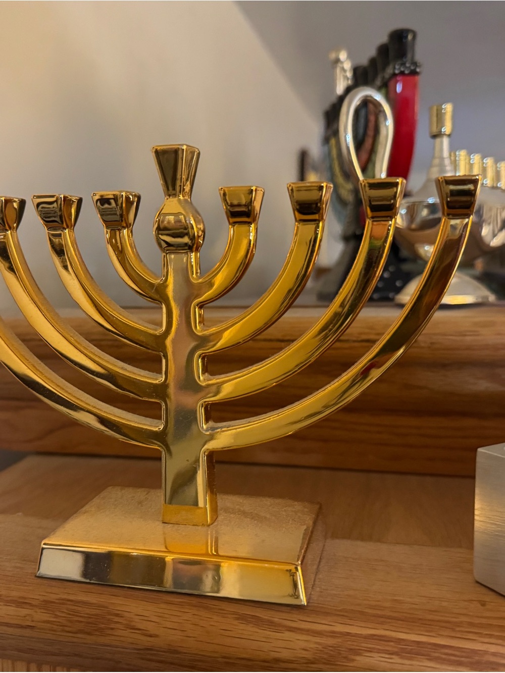 Gold Menorah Decorative Hanukkah Candle Holder
